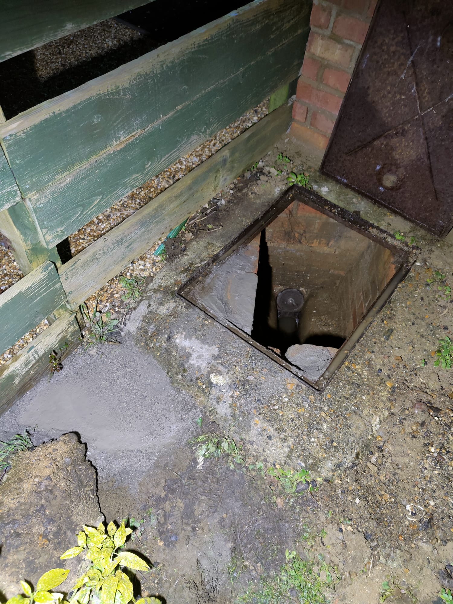 manhole drain over view at end of repairs